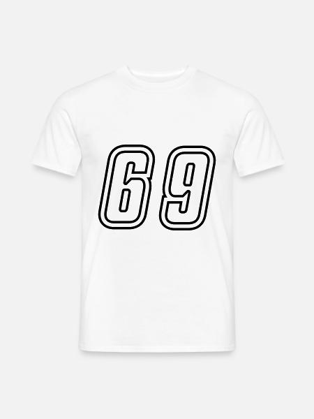 69 Numéro de numéro - T-shirt homme - blanc
