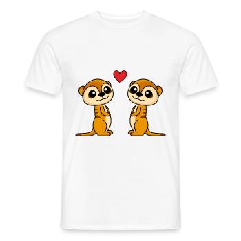 Meerkat Comic Couple Amour - T-shirt homme - blanc - Devant - AI Model Male 178 dark (178cm)