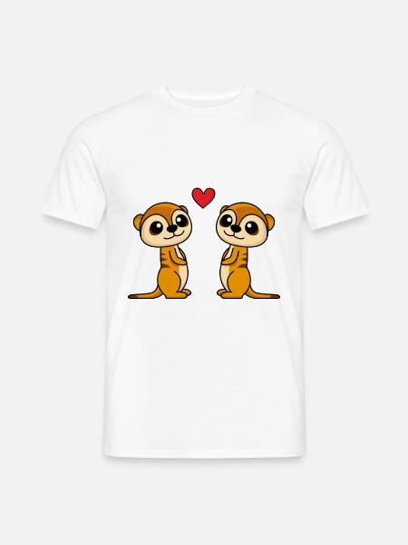 Erdmännchen Comic Paar liebe - Männer T-Shirt - Weiß