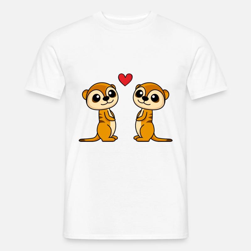 Erdmännchen Comic Paar liebe - Männer T-Shirt - Weiß