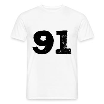 91 Maillot numéro - T-shirt homme - blanc - Devant - AI Model Male 178 dark (178cm)