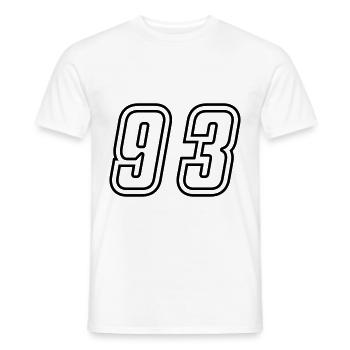 93 Numéro de numéro - T-shirt homme - blanc - Devant - AI Model Male 178 dark (178cm)
