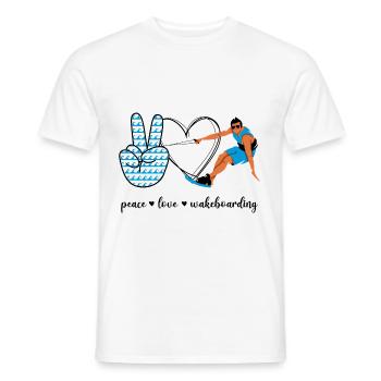 Peace Love Wakeboarding - Men's T-Shirt - white - Front - AI Model Male 178 dark (178cm)