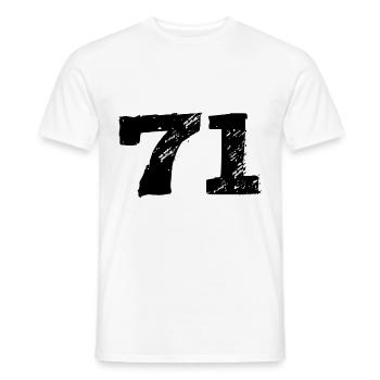 71 Zahl Trikot - Männer T-Shirt - Weiß - Vorne - AI Model Male 178 dark (178cm)