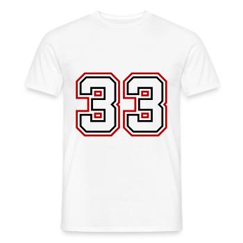 33 Zahl nummer - Männer T-Shirt - Weiß - Vorne - AI Model Male 178 dark (178cm)