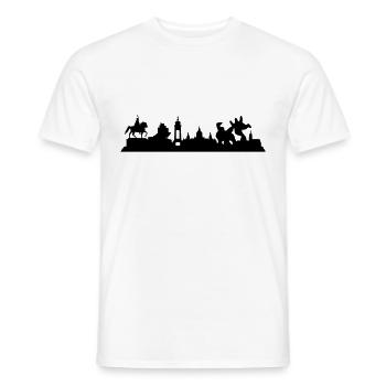 Hannover // Skyline // Silhouette // Skylineshirt - Männer T-Shirt - Weiß - Vorne - AI Model Male 178 dark (178cm)