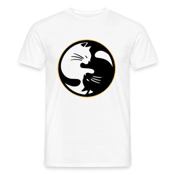 Yin Yang Twin Cat Yin Yang Twin Cat - Men's T-Shirt - white - Front - AI Model Male 178 dark (178cm)