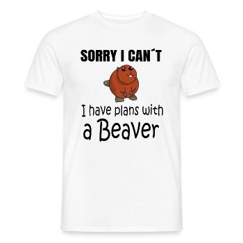 BEAVER: Plans with a Beaver - Männer T-Shirt - Weiß - Vorne - AI Model Male 178 dark (178cm)