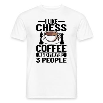 CHESS / COFFEE : chess, coffee & maybe 3 people - T-shirt homme - blanc - Devant - AI Model Male 178 dark (178cm)