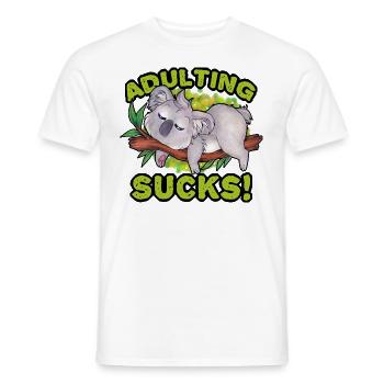 "Adulting Sucks" Lustiger Koala schläft lieber - Männer T-Shirt - Weiß - Vorne - AI Model Male 178 dark (178cm)