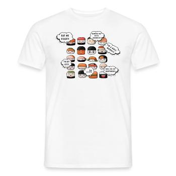 Lebendige Sushi-Gesichter: Verspieltes Design mit - Männer T-Shirt - Weiß - Vorne - AI Model Male 178 dark (178cm)