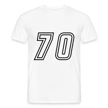 70 Number number - Men's T-Shirt - white - Front - AI Model Male 178 dark (178cm)