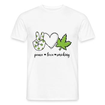 Peace Love Smoking Frieden Raucher - Männer T-Shirt - Weiß - Vorne - AI Model Male 178 dark (178cm)