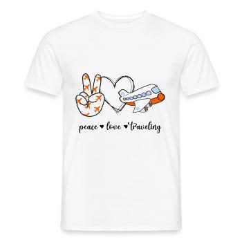 Peace Love Travelling Reiselust Reisen Traveller - Männer T-Shirt - Weiß - Vorne - AI Model Male 178 dark (178cm)