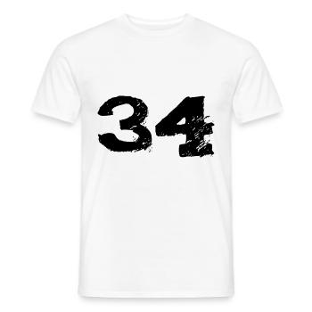Maillot 34 Numéro - T-shirt homme - blanc - Devant - AI Model Male 178 dark (178cm)
