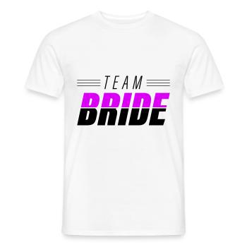 Devis de mariage de l’équipe de la mariée - T-shirt homme - blanc - Devant - AI Model Male 178 dark (178cm)