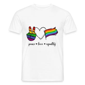 Peace Love Equality Liebe LGBTQ Gay Pride - Men's T-Shirt - white - Front - AI Model Male 178 dark (178cm)