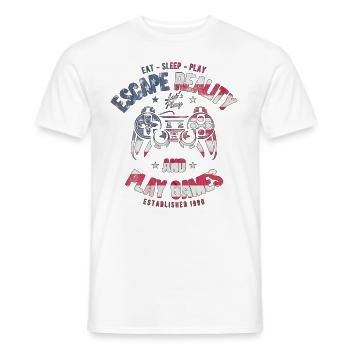 Gamer USA Flag Controller mange la chemise de jeu de sommeil - T-shirt homme - blanc - Devant - AI Model Male 178 dark (178cm)