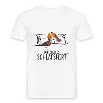 Offizielles SchlafBeagle Hund - Männer T-Shirt - Weiß - Vorne - AI Model Male 178 dark (178cm)