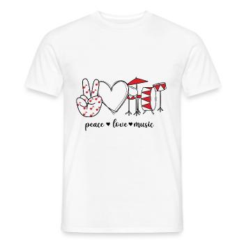 Peace Love Musique Tambours - T-shirt homme - blanc - Devant - AI Model Male 178 dark (178cm)