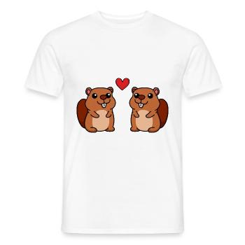 Biber Comic Paar liebe - Männer T-Shirt - Weiß - Vorne - AI Model Male 178 dark (178cm)