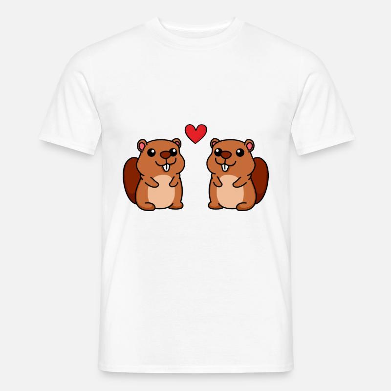 Biber Comic Paar liebe - Männer T-Shirt - Weiß