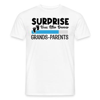 annonce grossesse grands parents. devenir grands. - T-shirt homme - blanc - Devant - AI Model Male 178 dark (178cm)