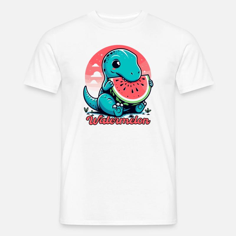 Süßer T-Rex Wassermelone Sommer Geschenk - Männer T-Shirt - Weiß