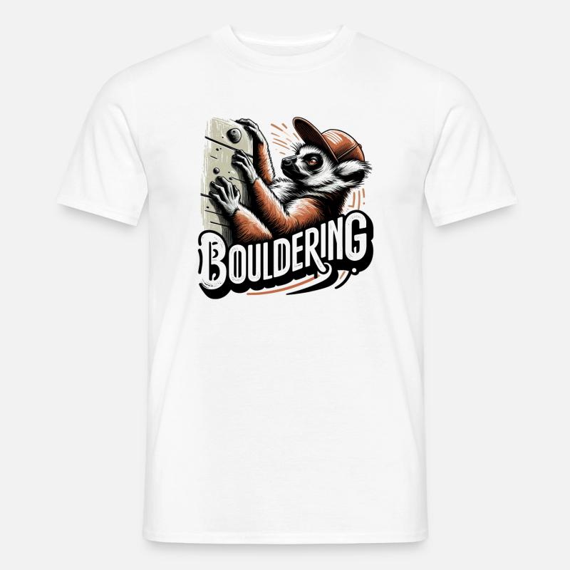 Bouldern Lemur Klettern Geschenk - Männer T-Shirt - Weiß