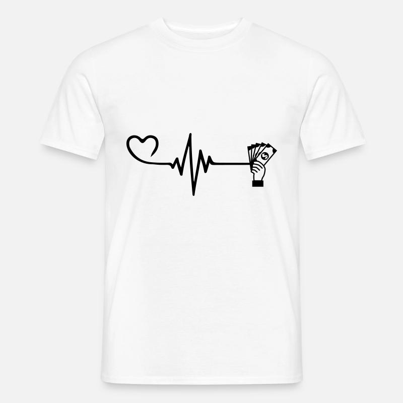 Geld Puls Herz - Männer T-Shirt - Weiß