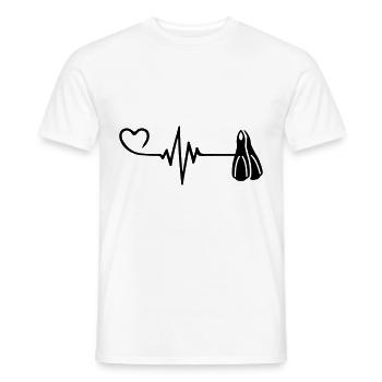 Nageoires de plongée à cœur pulsé - T-shirt homme - blanc - Devant - AI Model Male 178 dark (178cm)