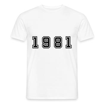 Numéro de l’année 1981 - T-shirt homme - blanc - Devant - AI Model Male 178 dark (178cm)