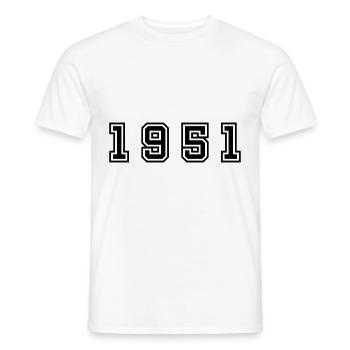 1951 year number - Men's T-Shirt - white - Front - AI Model Male 178 dark (178cm)