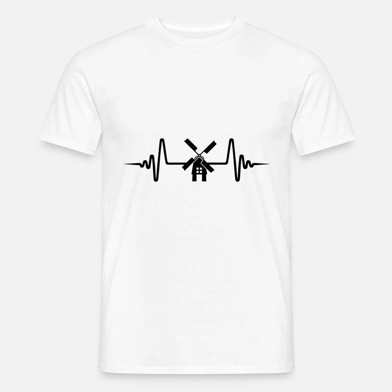 Windmühle Puls Silhouette - Männer T-Shirt - Weiß