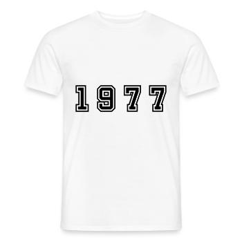 Numéro de l’année 1977 - T-shirt homme - blanc - Devant - AI Model Male 178 dark (178cm)