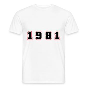 Numéro de l’année 1981 - T-shirt homme - blanc - Devant - AI Model Male 178 dark (178cm)