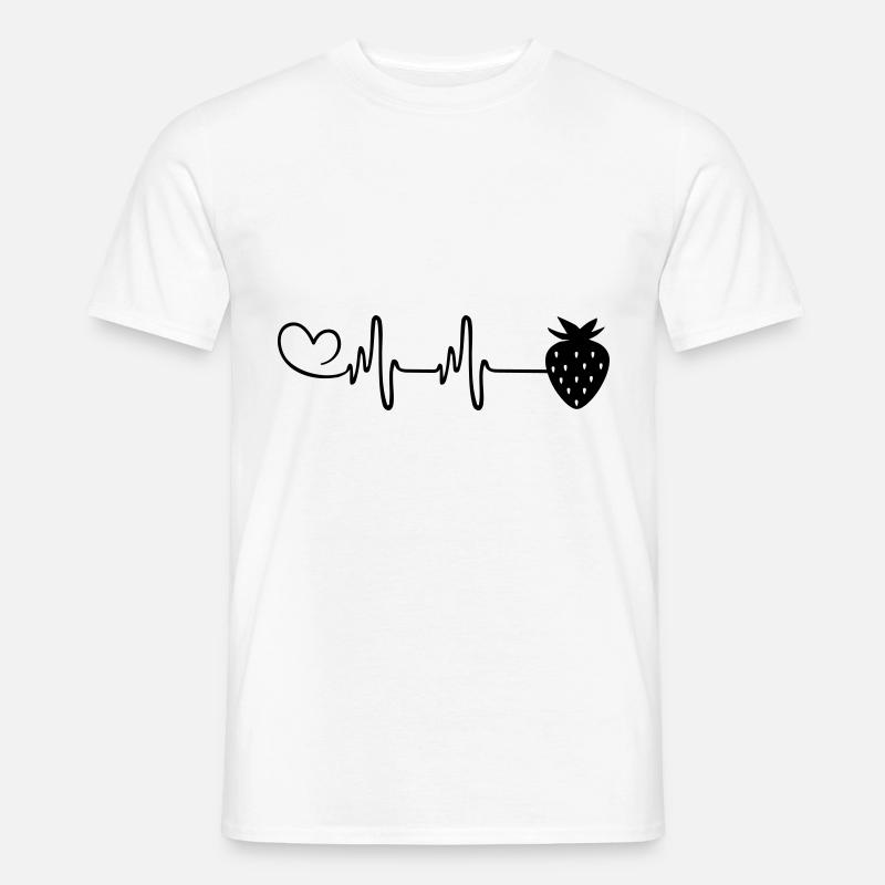 Erdbeere Icon Puls Herzschlag - Männer T-Shirt - Weiß