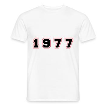 Numéro de l’année 1977 - T-shirt homme - blanc - Devant - AI Model Male 178 dark (178cm)