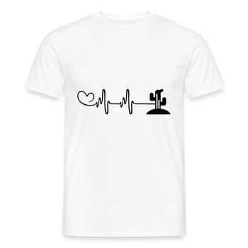 Cactus pulse heartbeat - Men's T-Shirt - white - Front - AI Model Male 178 dark (178cm)