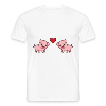 Schwein Comic Paar Liebe - Männer T-Shirt - Weiß - Vorne - AI Model Male 178 dark (178cm)