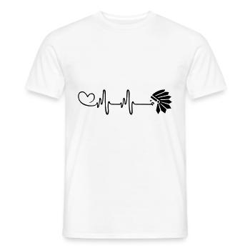 Indian head heartbeat - Men's T-Shirt - white - Front - AI Model Male 178 dark (178cm)