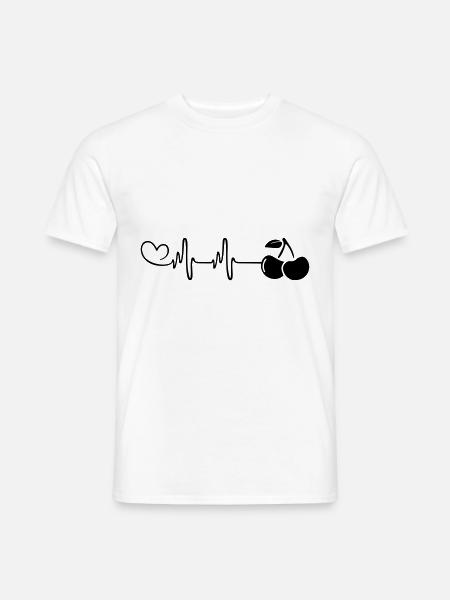 Cherries pulse heartbeat - Men's T-Shirt - white