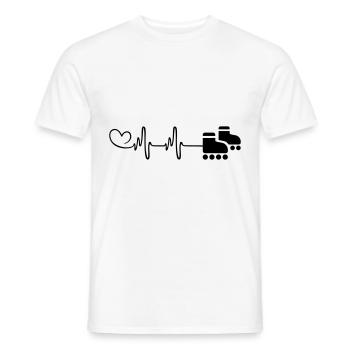 Les patins à roues alignées pulsent le rythme cardiaque - T-shirt homme - blanc - Devant - AI Model Male 178 dark (178cm)