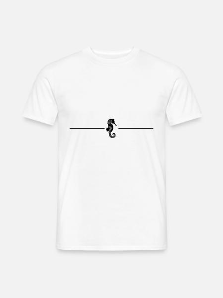 Seepferd Linie - Männer T-Shirt - Weiß