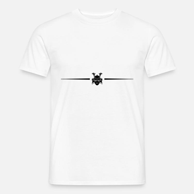 Samurai Helm Linie - Männer T-Shirt - Weiß