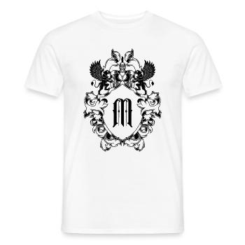 M Buchstabe Wappen - Männer T-Shirt - Weiß - Vorne - AI Model Male 178 dark (178cm)