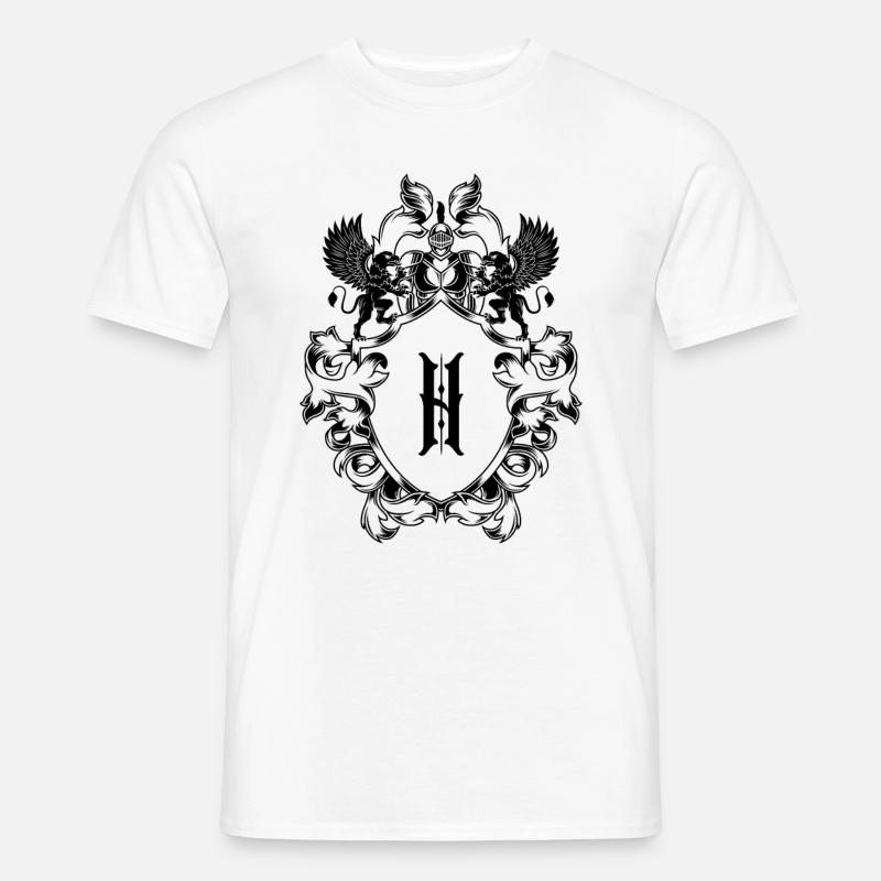 H Buchstabe Wappen - Männer T-Shirt - Weiß