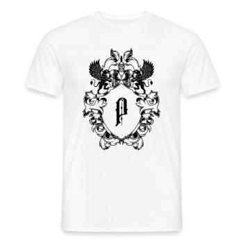P letter coat of arms - Men's T-Shirt - white - Front - AI Model Male 178 dark (178cm)