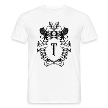 T Buchstabe Wappen - Männer T-Shirt - Weiß - Vorne - AI Model Male 178 dark (178cm)