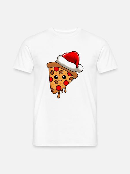 Pizza Weihnachten Comic Xmas - Männer T-Shirt - Weiß